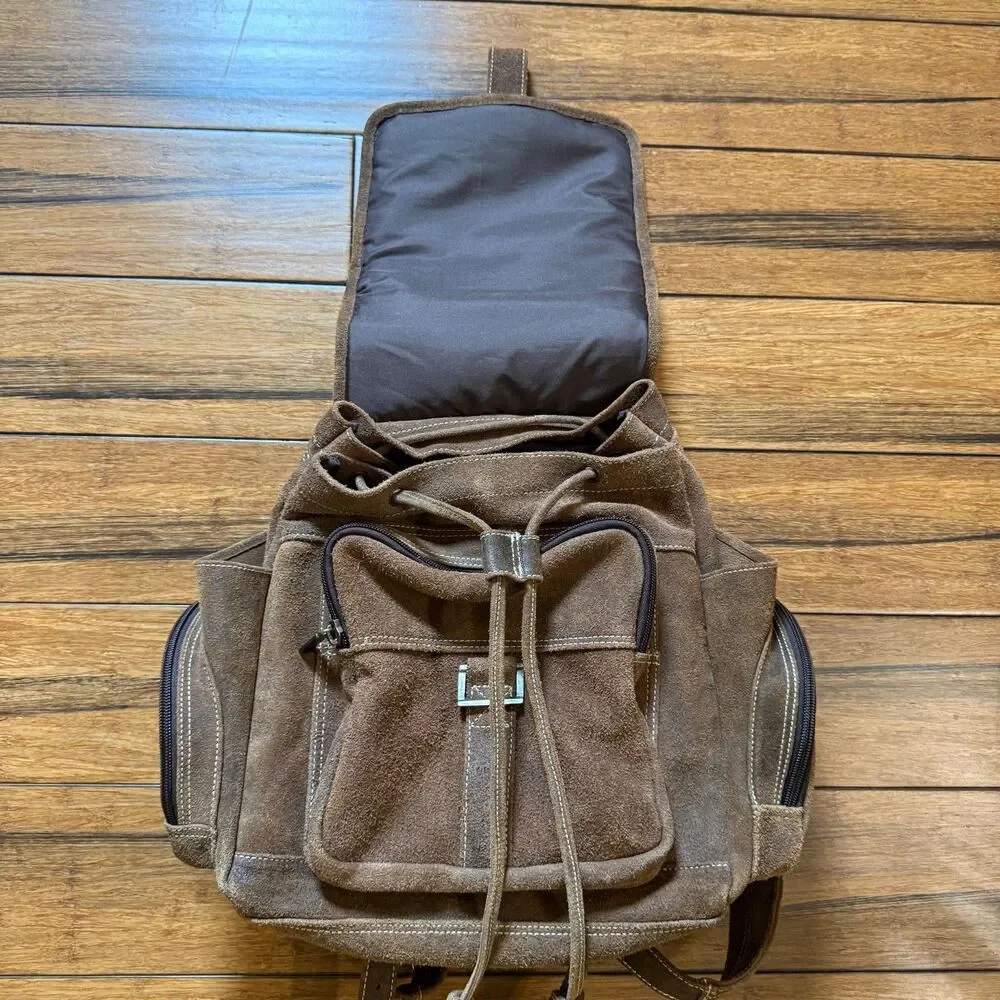 Claire Chase JEG Distressed Genuine Nubuck Brown Leather Urban City Backpack Bag